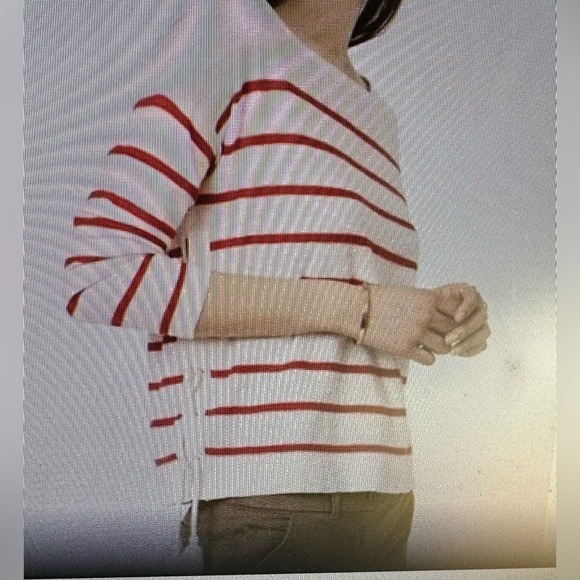 Loft, striped lace up side, sweater, size XL, NWT - Picture 2 of 6